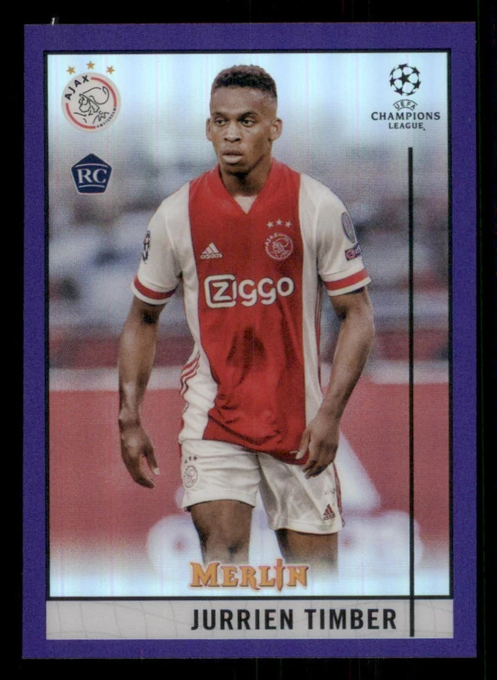 2020-21 Merlin UEFA Champions League Purple Refractors #9 Jurrien Timber /299 - Image 1 of 2