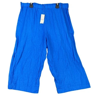 Ruby Rd Crop Pants 1X Plus Paradise Palms Linen Wide Leg Sustainable Minimalist - Image 1 of 4