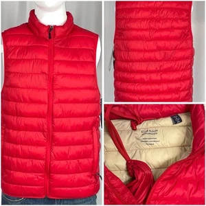 Club Room Men's Down Packable Vest Red Tan Size Small  Brand New With Bag - Picture 1 of 4