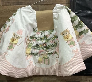 Cupcakes & Cashmere Quilted Mouse Cookies Flocked Trees Christmas Tree Skirt 48” - Picture 1 of 11