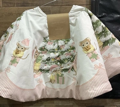 Cupcakes & Cashmere Quilted Mouse Cookies Flocked Trees Christmas Tree Skirt 48” - Image 1 of 4