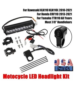 Universal Motorcycle LED Headlight Bar + Wiring Harness Kit For Honda Suzuki - Picture 1 of 8