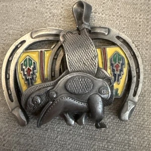 Vintage Horseshoe Horse Saddle Stirrup South Western Design Belt Buckle 1990 USA - Picture 1 of 6