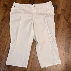 Pantalone donna Dana Buchman bianco comfort fit Capris taglia 20W cropped elasticizzato - Foto 1 di 6