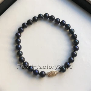 new natural 6-7MM  SOUTH SEA black PEARL BRACELET 14K CLASP - Picture 1 of 4