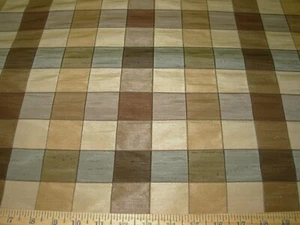 3 6/8 YDS~FAUX SILK PLAID EMBROIDERED DRAPERY UPHOLSTERY FABRIC FOR LESS - Picture 1 of 3