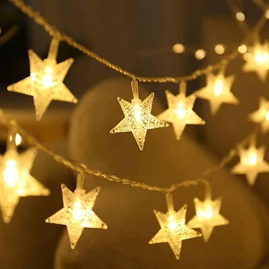 Christmas Decor Star String Lights, 20 FT 40 LED Battery Operated Twinkle Lights - Picture 1 of 12
