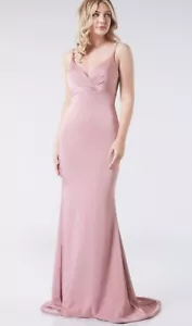Tiffanys Gr. 0 Rose Rosa Naomi Abschlussball Abendkleid Matt Satin Neu mit Etikett - Bild 1 von 11
