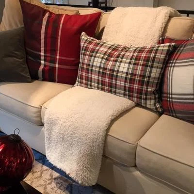 POTTERY BARN DENVER PLAID LUMBAR PILLOW COVER 16x26  Country Cabin Christmas NEW - Image 1 of 3