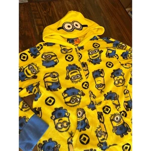Despicable Me Minions Fleece Costume Pajama One Piece Hooded Yellow XL sz 16/18 - Picture 1 of 10