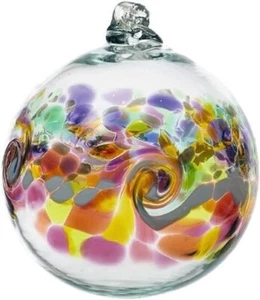 Kitras Art Glass 6" inch Desert Flower Colour Wave Orb Ornament - Picture 1 of 1