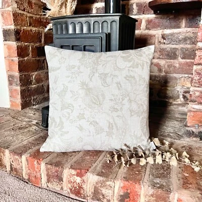 1510. Handmade Green flowers LINEN blend Cushion Cover, Various sizes - Image 1 of 3