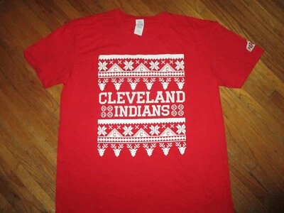 CLEVELAND INDIANS "UGLY CHRISTMAS SWEATER" PRINT T SHIRT Tee Baseball Adult XL - Image 1 of 2