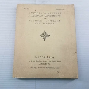 Autograph Letters & Historical Documents Sales Catalog Maggs Bros 1927 London - Foto 1 di 6