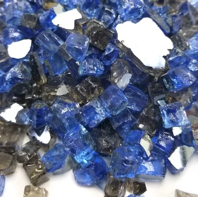 VIVID Ocean Blue, Bronze Premium Blend 1/2" Fireplace Fire Pit Fireglass Glass - Image 1 of 4