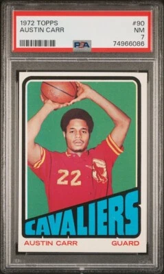 AUSTIN CARR 1972-73 TOPPS  #90 VINTAGE ROOKIE CARD RC PSA 7 NEAR MINT NMT CAVS - Image 1 of 2