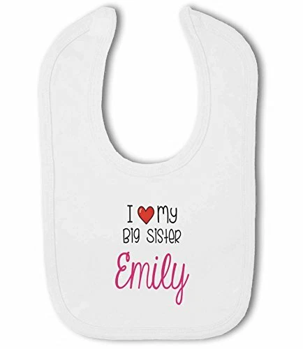 I Love My Sister with Personalised Name - Baby Bib by BWW Print Ltd