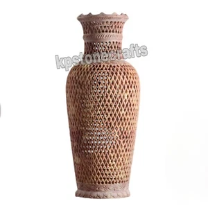 Set of 2 Hand Carved 12-Inch Soapstone Vase - Unique Marble Carving - Picture 1 of 5