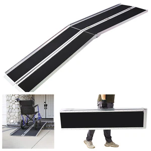 5FT Entry Ramp Capacity 700 lbs Foldable Wheelchair Ramp Aluminium Access Ramps - Picture 1 of 16