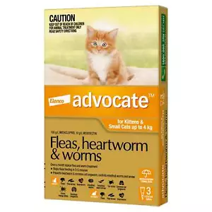 Bayer Advocate Cat 4kg Plus Large Pack 3 & 6 Flea Heartworm Worms Pet Feline - Picture 1 of 14