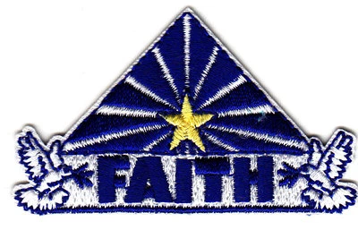 FAITH Iron On Patch Religious Jesus Church  - Image 1 of 2