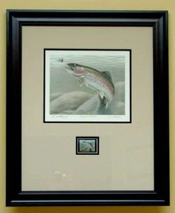 MDT-2 Artist Proof Maryland Trout Print Framed With Stamp (ESP#002) - Picture 1 of 4