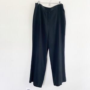 Lauren Ralph Lauren Womens 100% Silk Pants Size 14 Black Lined Flat Front Career