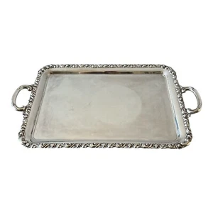 Alpacca Silver Plate Waiter Serving Tray Large Rectangular 15x26 - Picture 1 of 15