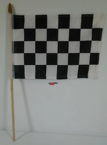 Racing Black & White Checkered Wood Stick Flag Race Car Indy 500 Brickyard 400 - Picture 1 of 9