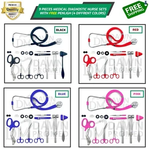 9 Pcs Medical Diagnostic Nurse Kit W/FREE Penlight EMT Surgical Nursing German G - Picture 1 of 25