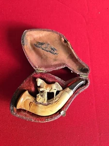 ANTIQUE 1800'S HAND CARVED MEERSCHAUM PIPE & CASE - Picture 1 of 3