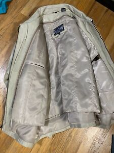 Quality Gino Leather Jacket Beige / White Barely Worn