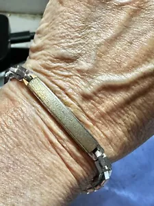 Silver Tone and Brushed Gold Tone Speidel ID Bracelet - Picture 1 of 10