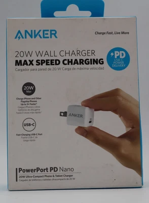 Anker - Powerport PD Nano 20W High Speed USB-C Fast Wall Charger - White - new - Image 1 of 4