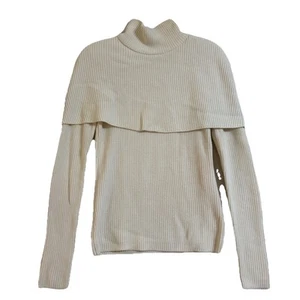 Witchery Womens Jumper Sz M Cream Off White High Neck Overlay Wool Cotton Blend - Bild 1 von 12