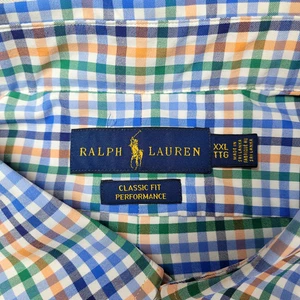 Ralph Lauren 2XL Performance Multi Color Gingham LS Stretch Blue Pony Shirt - Picture 1 of 10