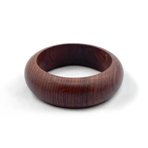 Klassischer glatter Armreif aus dunklem Holz - minimalistisches böhmisches Armband - Bild 1 von 4