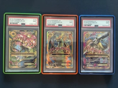 Pokémon XY Evolutions Mega M Charizard Venusaur Blastoise EX FULL ART All PSA 9 - Image 1 of 4