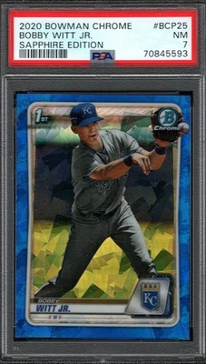 2020 Bowman Chrome Bobby Witt Jr. Sapphire Ed. #BCP25 PSA 7 NM - Image 1 of 2