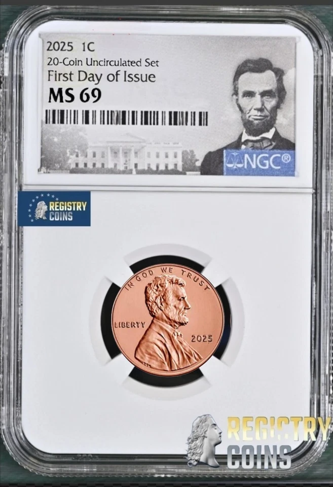 2025  P  LINCOLN PENNY SHIELD CENT NGC MS69 RD RED FIRST DAY  ISSUE , FDI - Image 1 of 1