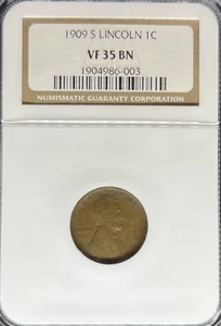 1909-S Lincoln Cent VF35BN NGC (#PA1904986003) - Picture 1 of 2