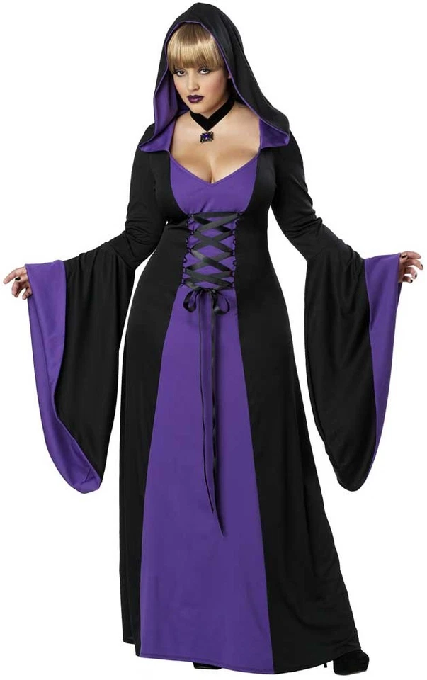 Plus Women Size Deluxe Hooded Robe Costume Flared Sleeves Hood Halloween 01702 - Image 1 of 1