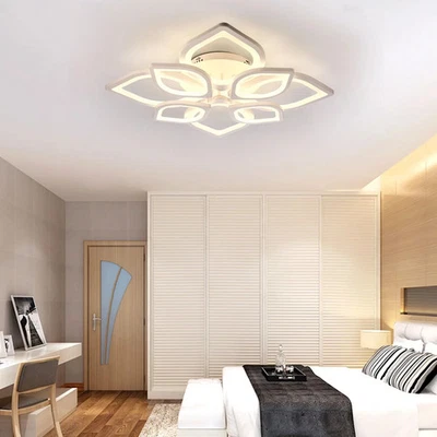 8-Light 70cm LED Flower Ceiling Light with Remote – Modern Flush Mount Fixture   - Image 1 of 4