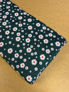 Teal Green Daisy Floral Printed 100% Cotton Needlecord Fabric. Sold By The Metre - Picture 1 of 5