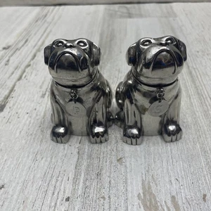 Pottery Barn Silver Metal Alloy Bulldog Salt & Pepper Shakers - Picture 1 of 6