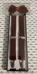 ArGail Solid Rust Wildleder Clip-On Hosenträger & vorgebundene Fliege Set BRANDNEU - Bild 1 von 4