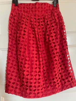 NUEVO CON ETIQUETAS ZAC POSEN Falda forrada de algodón con ojales escarlata bordados talla 8 Foto 1 de 4