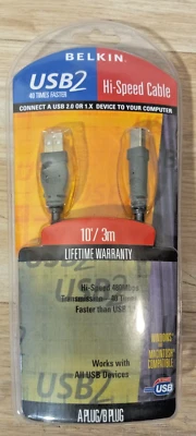 Belkin USB 2.0 F3U133-10 USB2 Hi-Speed Cable- NEW in pkg - Image 1 of 4