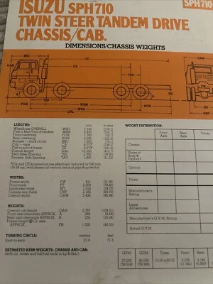 The Isuzu SPH710 Truck Original Car Sales Brochure Frameable 1978 - Image 1 of 2