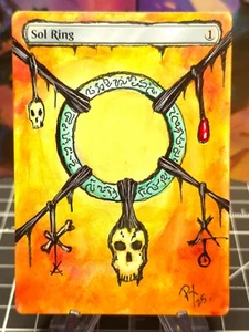 SOL RING - MTG *Altered Hand Painted alter, Original Art Anime - TOWER - Picture 1 of 8